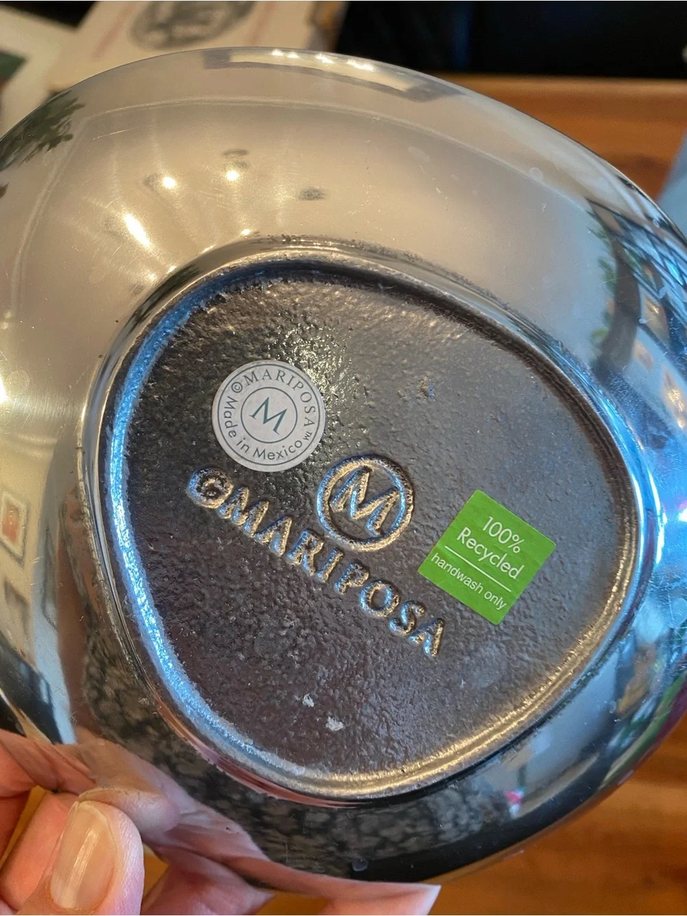 new Vintage Mariposa Silver plated Bowl Aqua Enamel 100%  Coastal Beach Decor Tr